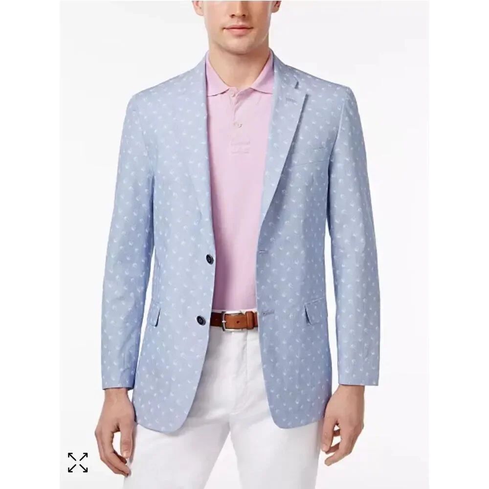 Tommy Hilfiger Men’s Light Blue Slim Fit Palm Tree Sport Coat Sz. 38R
